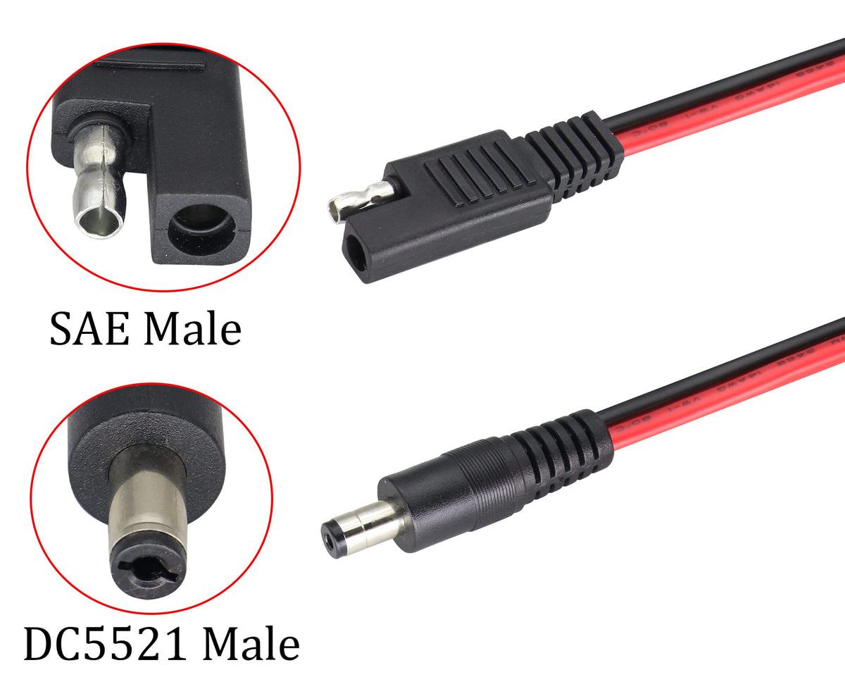 HCFeng DC adapter 6.5x3.0mm tip for solar and battery connections.