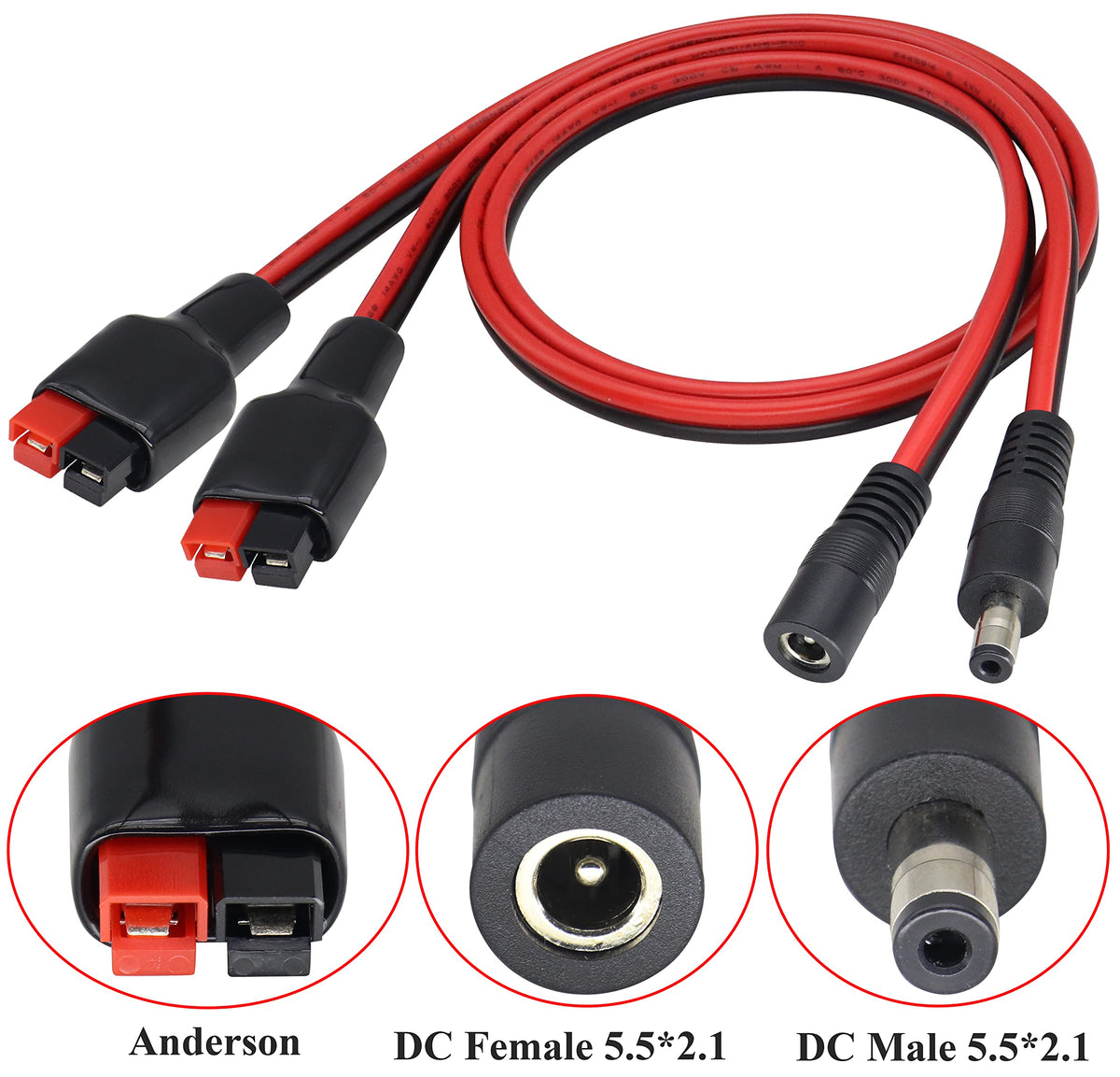 HCFeng DC5.5x2.1mm female end ready to connect to panels.