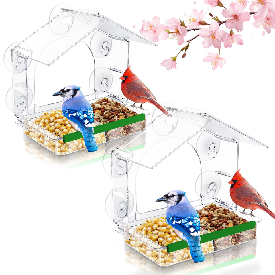 HCGADON 2-pack window bird feeder offers multi-window viewing.