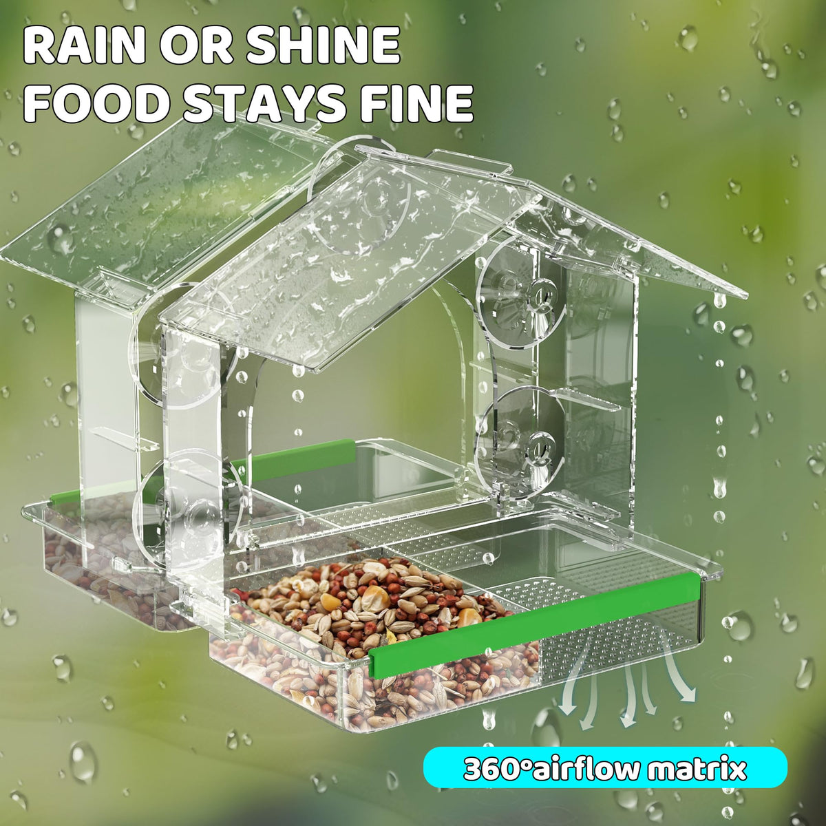 HCGADON weatherproof feeder is built for year-round outdoor use.