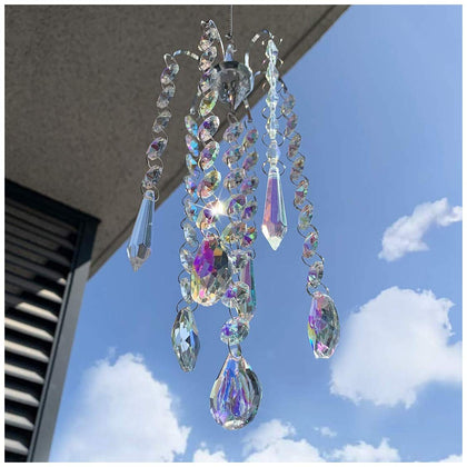 H&D HYALINE & DORA chandelier wind chimes with AB coating crystal prisms for bright reflections.