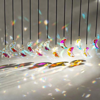 H&D HYALINE & DORA crystal suncatcher 12pc set creates vivid rainbows in sunny windows.