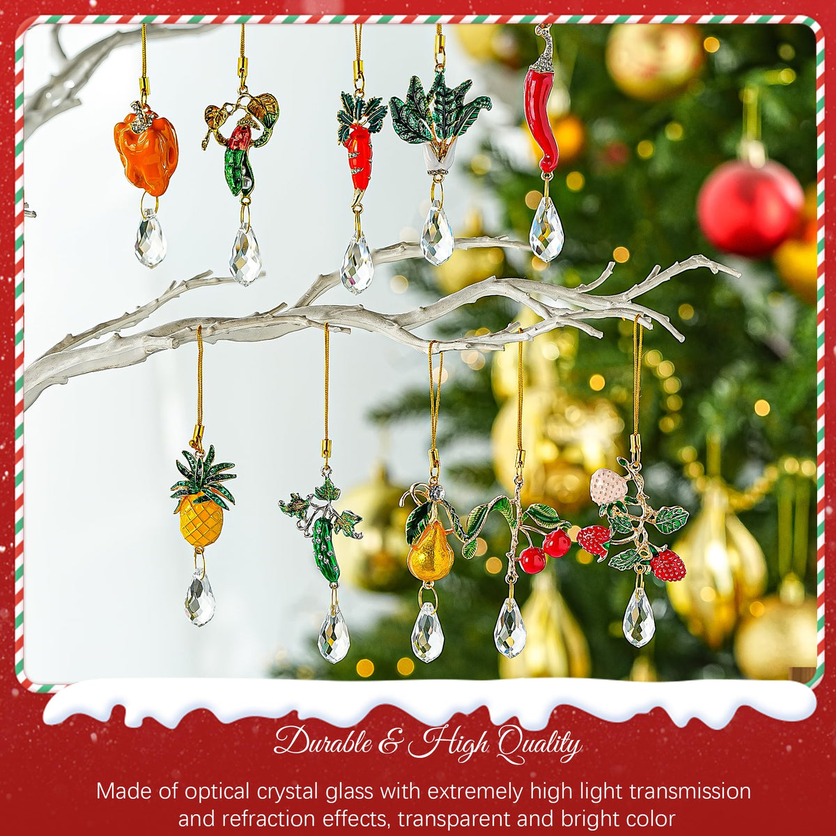 H and D Hyaline and Dora fruit crystal sun catcher set offers versatile holiday decor options