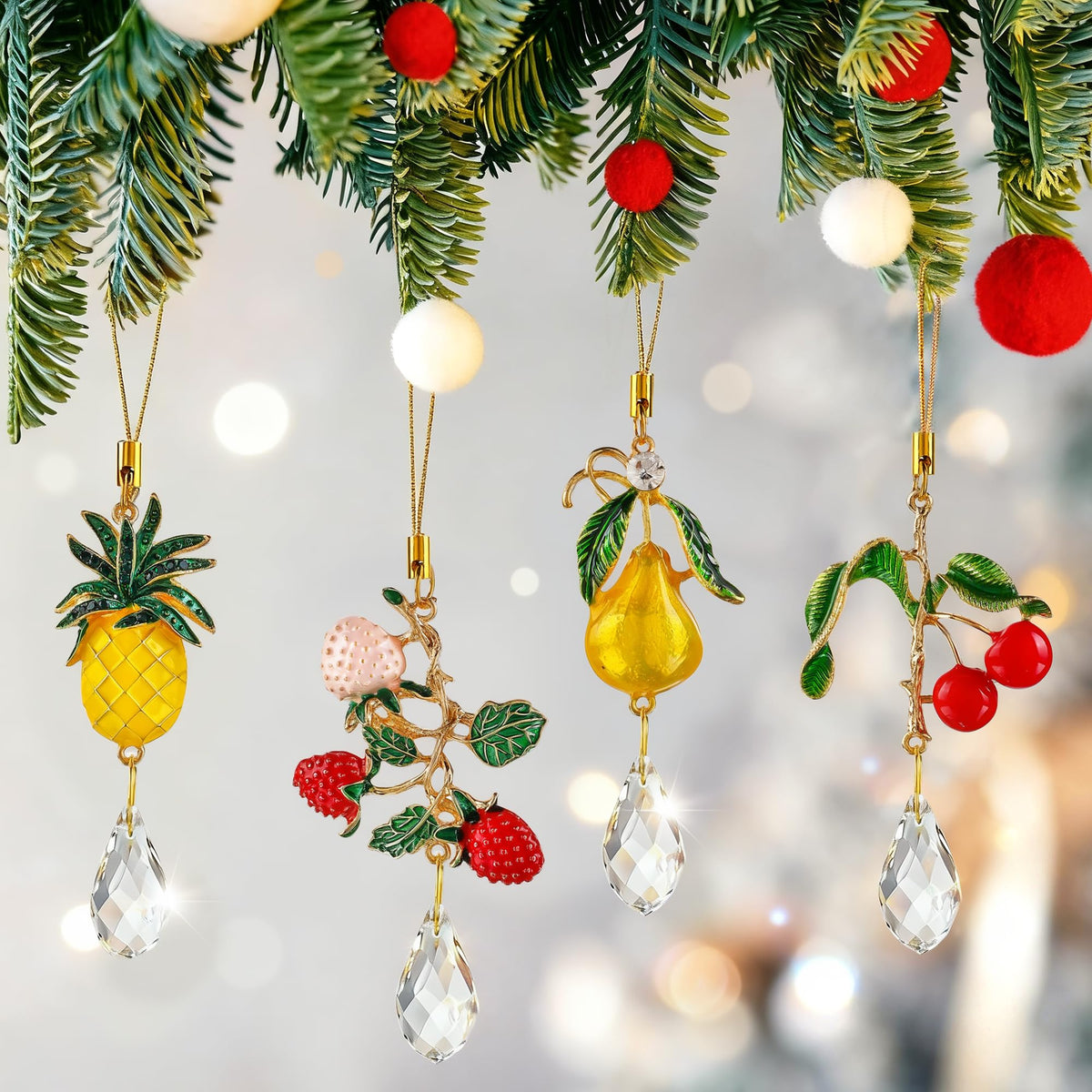 H and D Hyaline and Dora pineapple crystal sun catcher closeup showing radiant prisms