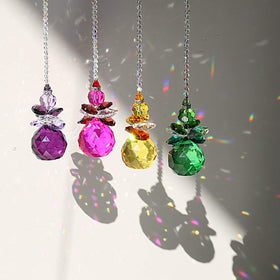 H&D rainbow crystal angel pendant provides playful rainbow reflections for sunny days.