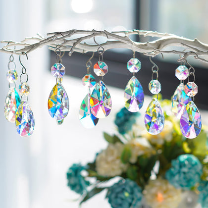 HD Hyaline Dora 38mm crystal prism pear pendant reflecting sunlight beautifully