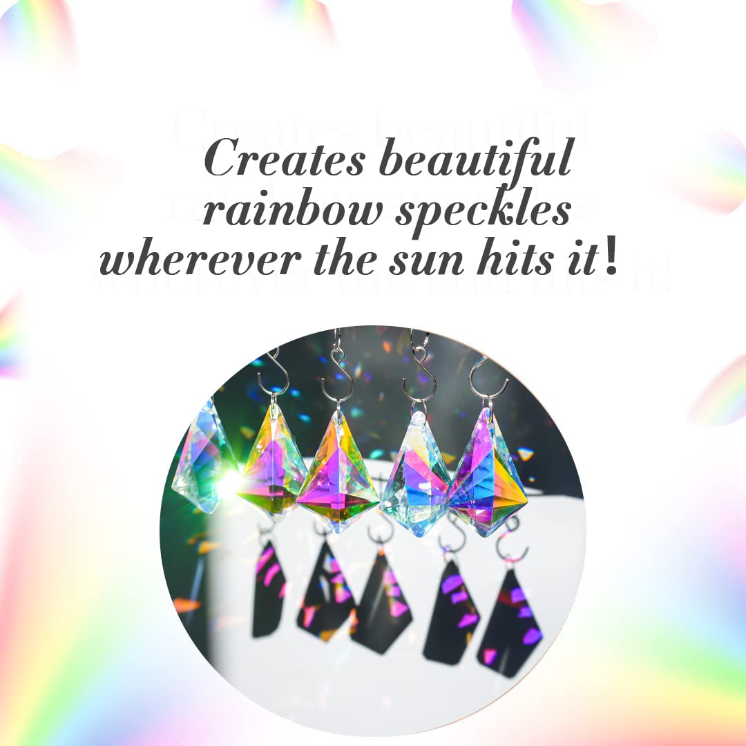 H and D Hyaline and Dora window decor crystal prisms create sparkling light patterns in a room