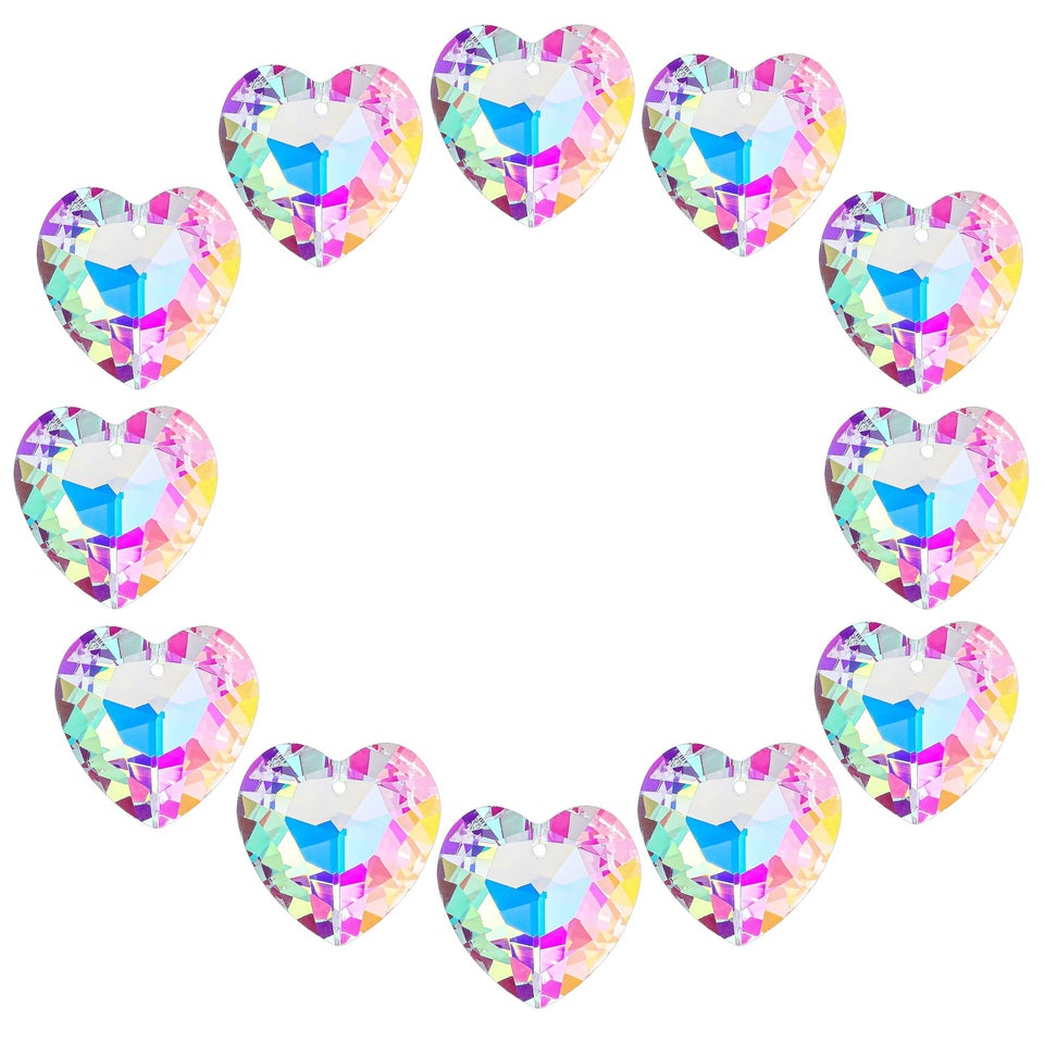 H&D Hyaline & Dora crystal heart prisms in sunlight cast gentle rainbows.
