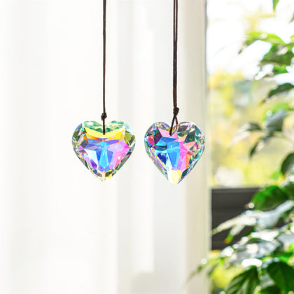 H&D HYALINE & DORA crystal heart suncatcher 50mm bright windows with rainbow glow