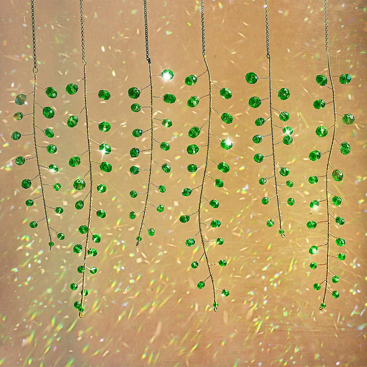 H&D HYALINE & DORA green crystal suncatchers brighten windows with sparkling color