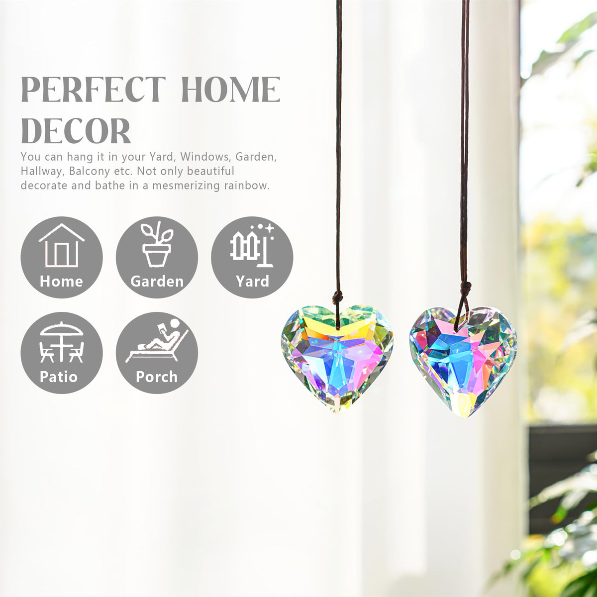 Handmade crystal heart suncatcher 50mm adds charm to chandeliers by H&D HYALINE & DORA