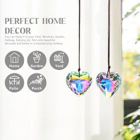Handmade crystal heart suncatcher 50mm adds charm to chandeliers by H&D HYALINE & DORA
