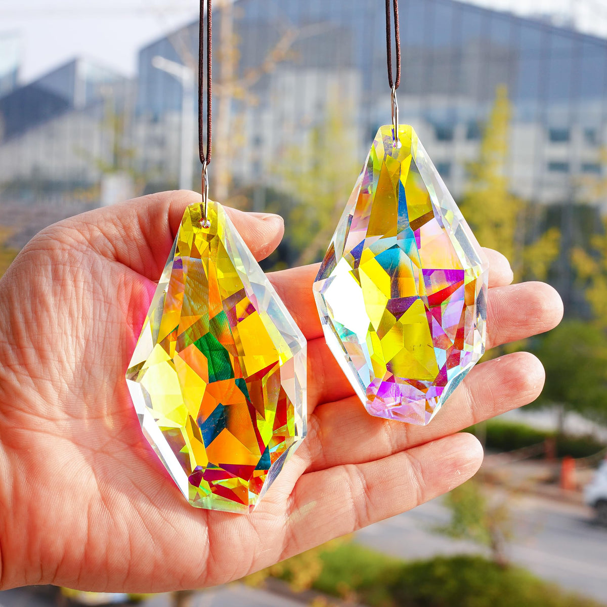 H&D Hyaline & Dora crystal prisms with hanging rope for easy DIY decor.