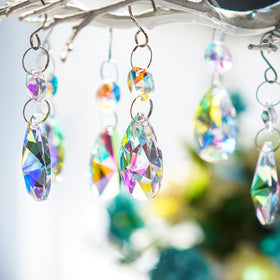 HD Hyaline Dora pear pendant with octagonal bead for easy assembly