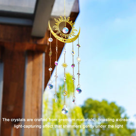 Rainbow-dance prisms from H&D Hyaline & Dora catching sunlight outdoors