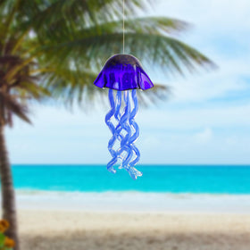 H&D Hyaline & Dora royal blue art glass chime glimmers with breeze