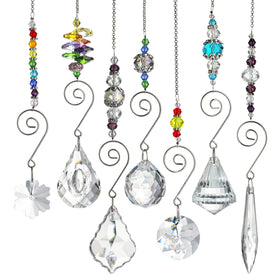 H&D Hyaline & Dora crystal rainbow suncatcher with glass bead chain, vivid reflections.