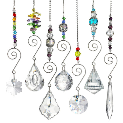 H&D Hyaline & Dora crystal rainbow suncatcher with glass bead chain, vivid reflections.