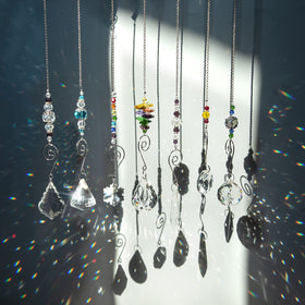 H&D Hyaline & Dora crystal rainbow suncatcher with glass bead chain, window sparkle.