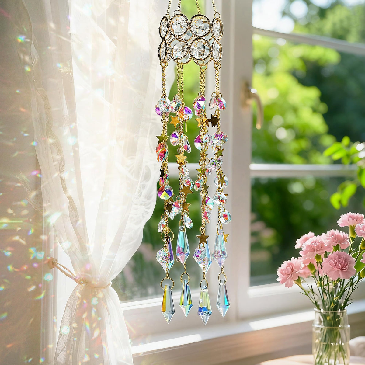 H&D HYALINE & DORA sunlight reflections through rainbow beads