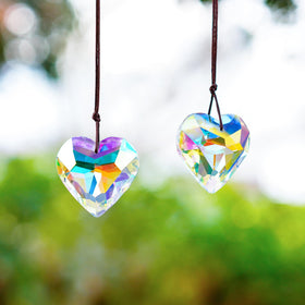 Window hanging heart prism 50mm ideal for garden and porch decor by H&D HYALINE & DORA