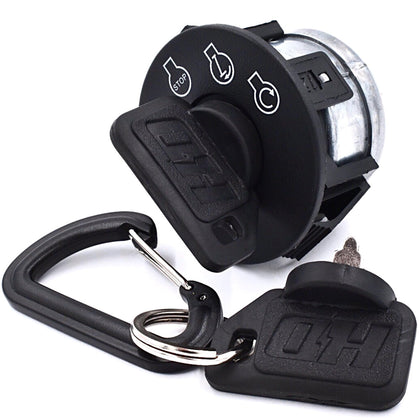 HD Switch starter ignition key switch 483472 on Scag mower with rugged weather protection.