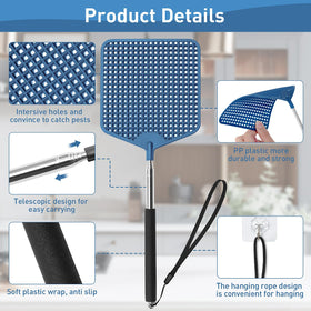 HDAJY telescopic fly swatter with non-slip handle for secure grip