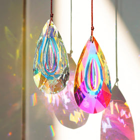 HDCRYSTALGIFTS 89mm prism hanging shimmers, creating colorful rainbows in your window for mood and light