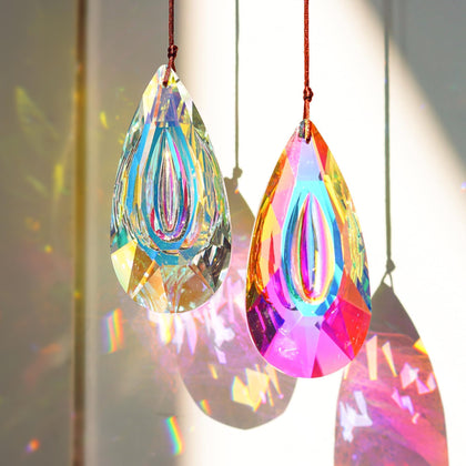 HDCRYSTALGIFTS 89mm prism hanging shimmers, creating colorful rainbows in your window for mood and light