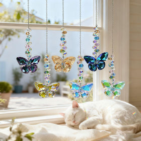 HDCRYSTALGIFTS crystal butterfly suncatcher multicolor hangs indoors for magical light decor.
