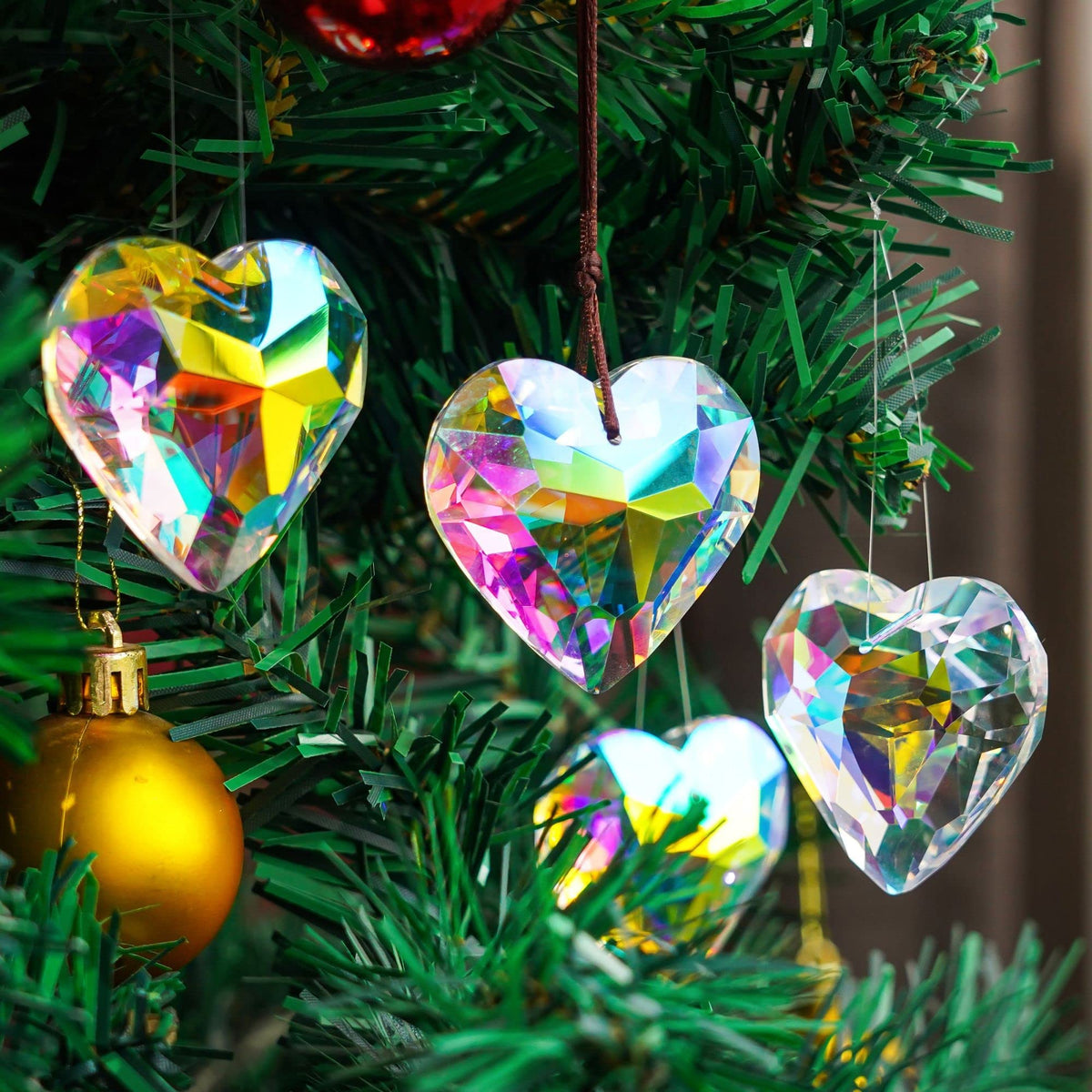 HDCRYSTALGIFTS heart prism accents for car rearview mirrors