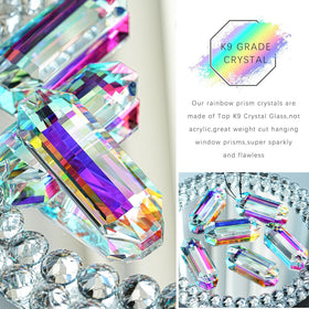 HDCRYSTALGIFTS Christmas tree ornament prisms sparkle with light reflections.