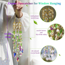 HDCRYSTALGIFTS crystal beads leaf detail showcases cottagecore charm.