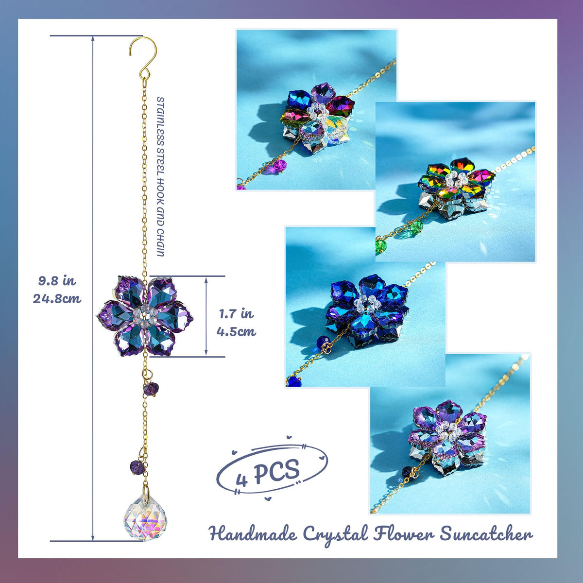 HDCRYSTALGIFTS crystal flower suncatcher to hang in a window for sparkle
