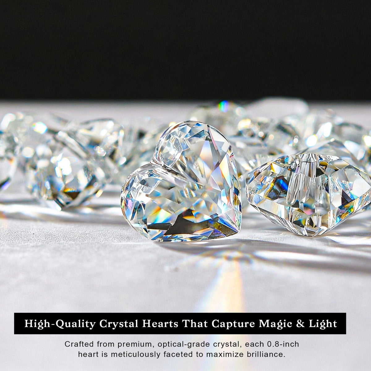 HDCRYSTALGIFTS crystal heart prism window decor with brilliant light refractions
