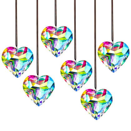 HDCRYSTALGIFTS crystal heart prisms set creates vivid rainbows in sunlight