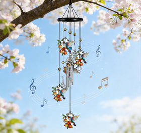 HDCRYSTALGIFTS four-tube chime produces calming tones in breeze.