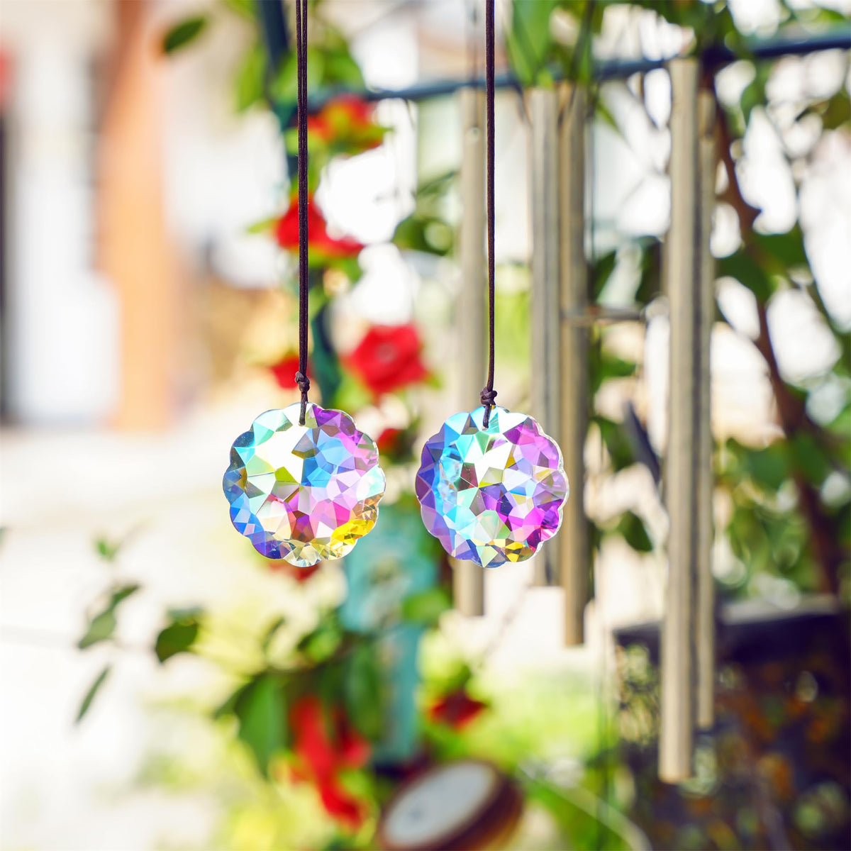 HDCRYSTALGIFTS Datura suncatcher indoors adds subtle color.