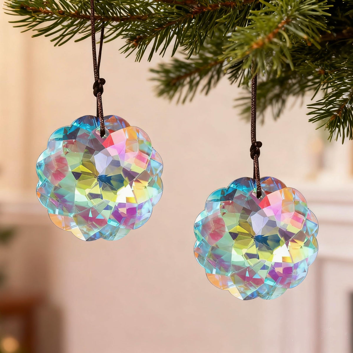HDCRYSTALGIFTS Datura suncatcher reflective glass in sunlight.