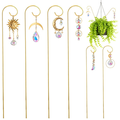 HDCRYSTALGIFTS gold plant trellis with crystal sun catchers adding crystal sparkle to mini succulents.