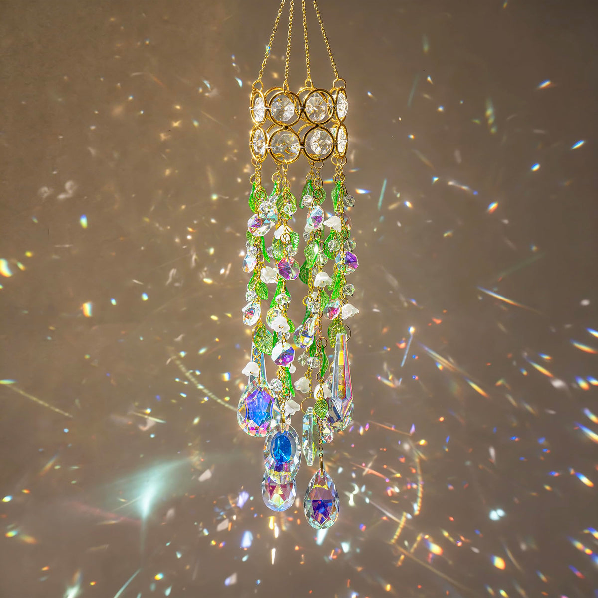 HDCRYSTALGIFTS gold-plated hoop suncatcher adds warm elegance to windows.