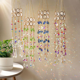HDCRYSTALGIFTS green crystal suncatcher complements garden or plant displays.