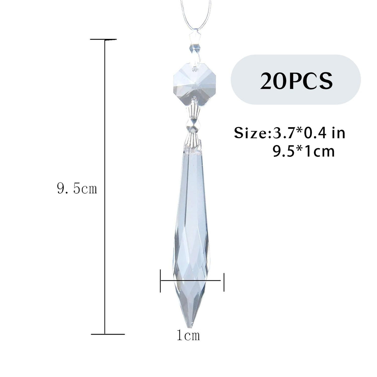 HDCRYSTALGIFTS crystal bead prism 63mm clear enhances window sun catch.