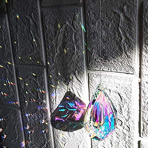 HDCRYSTALGIFTS loquat 50mm AB finish prism sparkles in sunlight.