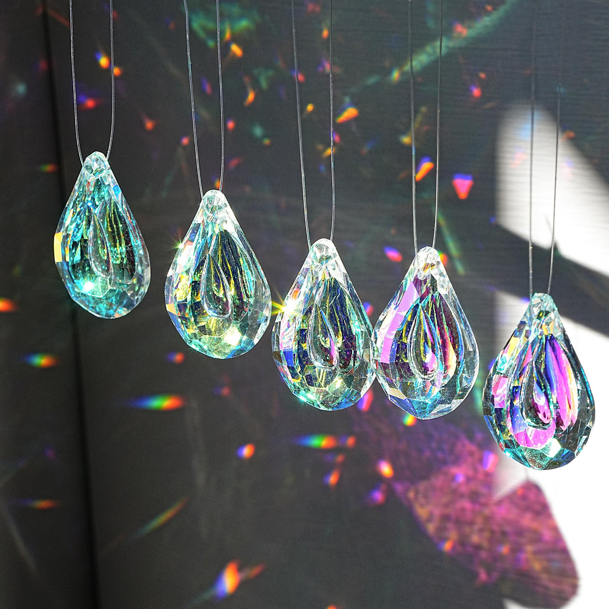 HDCRYSTALGIFTS loquat 50mm drop prism brightens windows with shimmering light.