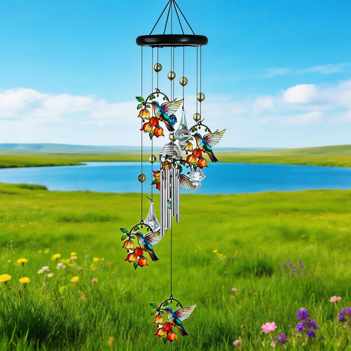 HDCRYSTALGIFTS memorial wind chime adds comforting presence to outdoor spaces.