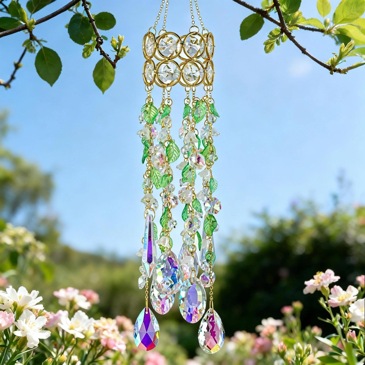 HDCRYSTALGIFTS rainbow light refraction brightens indoor spaces with color.