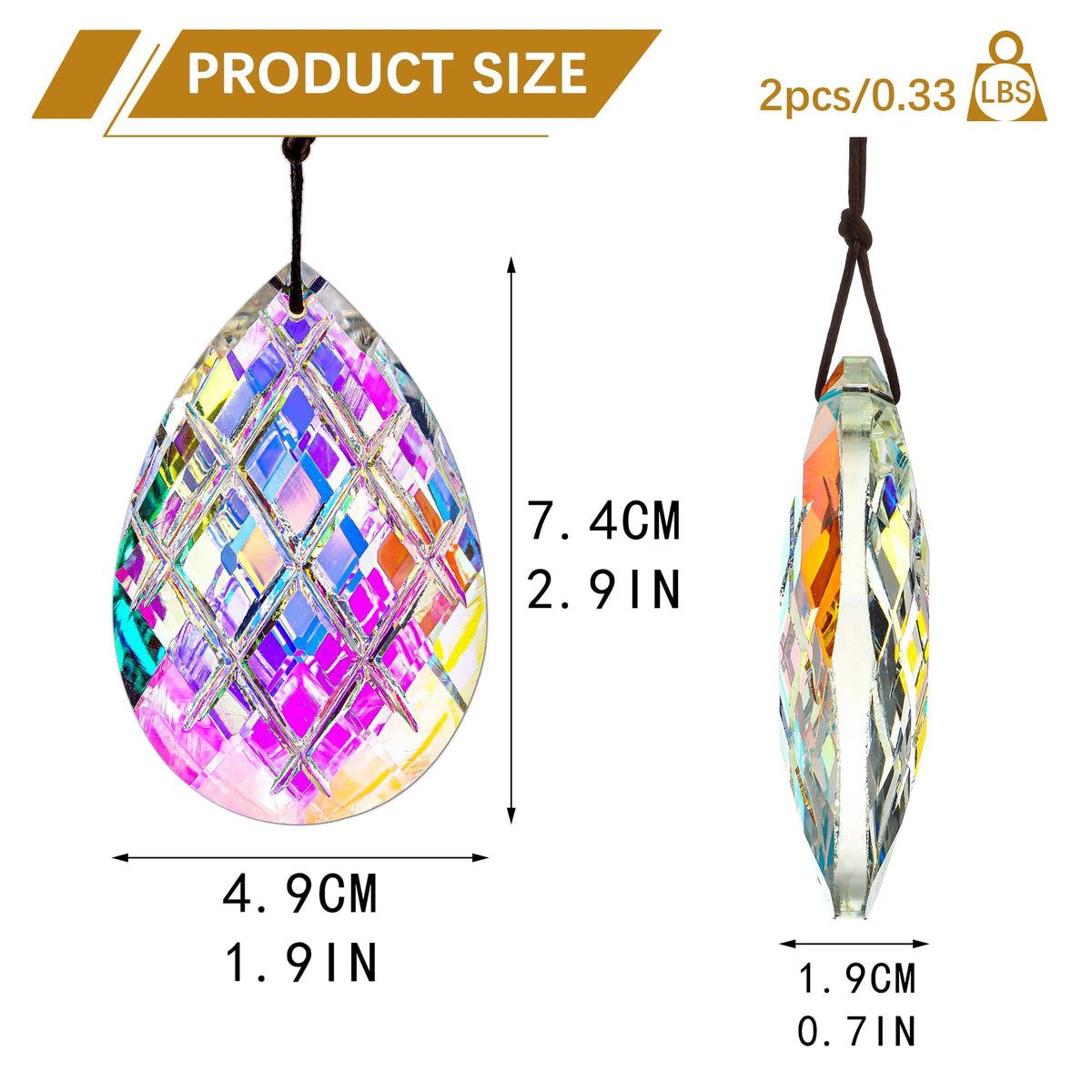 HDCRYSTALGIFTS Set 2 AB crystal suncatchers brighten garden spaces with dancing light