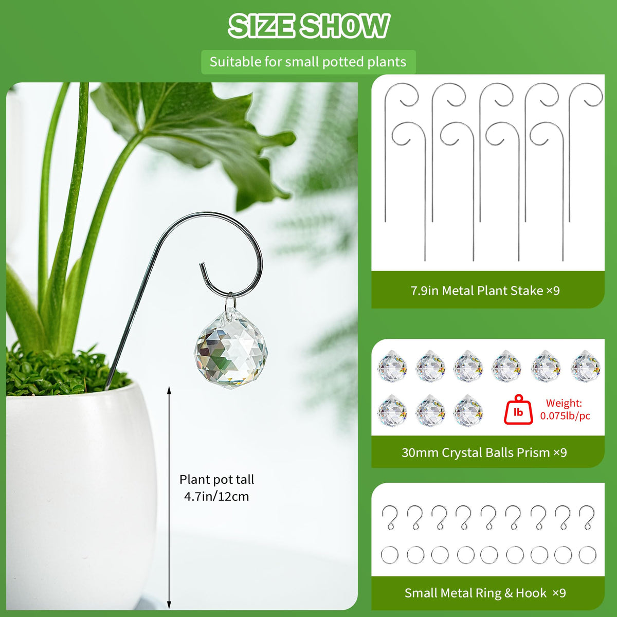 HDCRYSTALGIFTS small trellis stake 7.8in supports mini plants securely