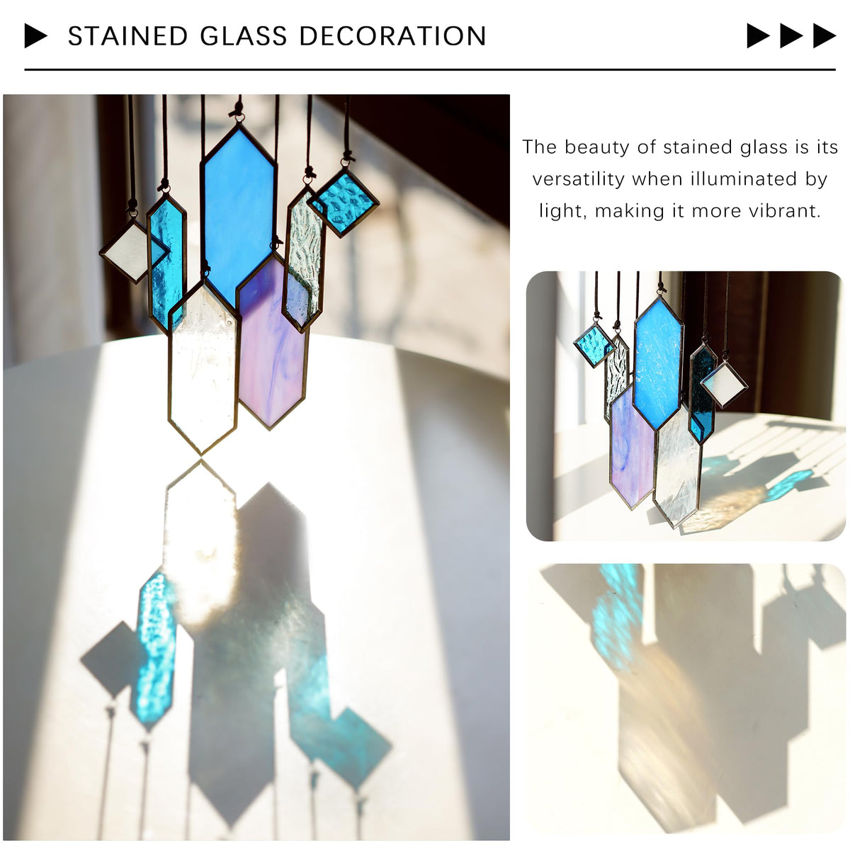 HDCRYSTALGIFTS stained glass earth-tones small panel reflecting colors in sun